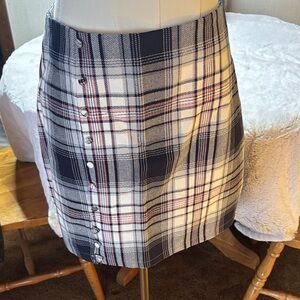 Blue Rain Navy and White Plaid Mini Skirt